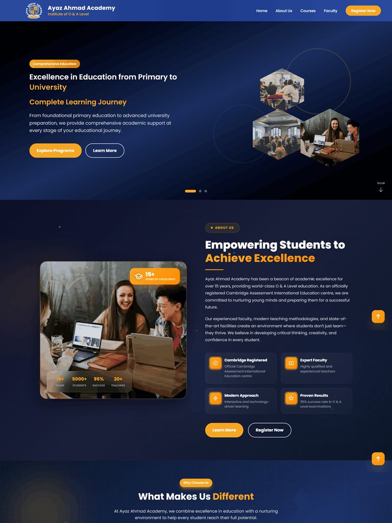 Ayaz Ahmad Academy website: Home page